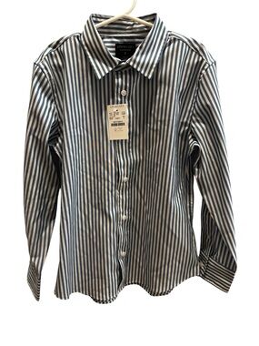 J. Crew Crewcuts Boys' Blue and White Striped Ludlow Button-Down Shirt